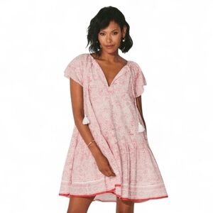 Cleobella Jaya Artisanal Folklore Mini Dress XL |‎ Organic Cotton Woodblock Boho